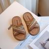 Baby Kids Girls Summer Beach Slippers Toddlers Ethnic Style Open Toe Slide Slippers Nonslip Cross Slippers Fashion Chic Roman