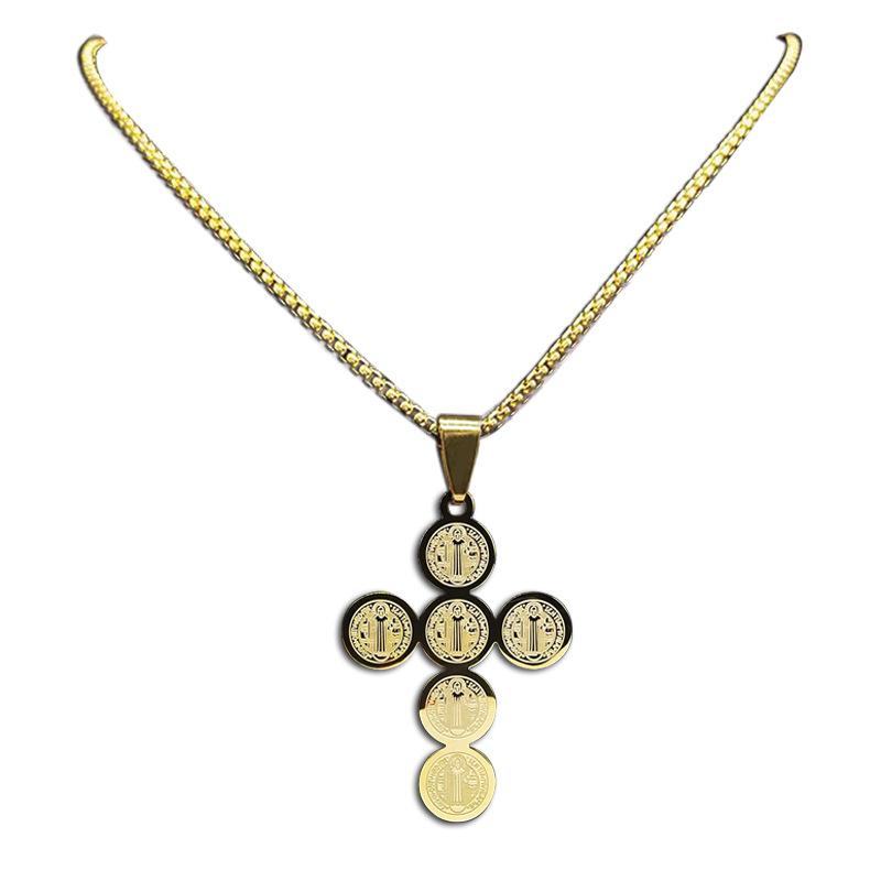 Евро-американская мужская позолоченная хип-хоп подвеска-крест, нержавеющая сталь, не выцветает.