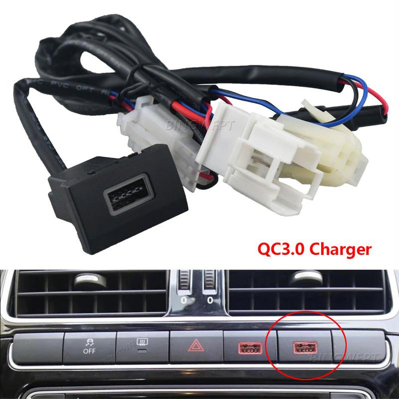 Car Dual Charger QC3.0 USB Interface Socket with Cable Phone Fast Charging Adapter Quick Charge Type C PD for VW Polo 2011-2013