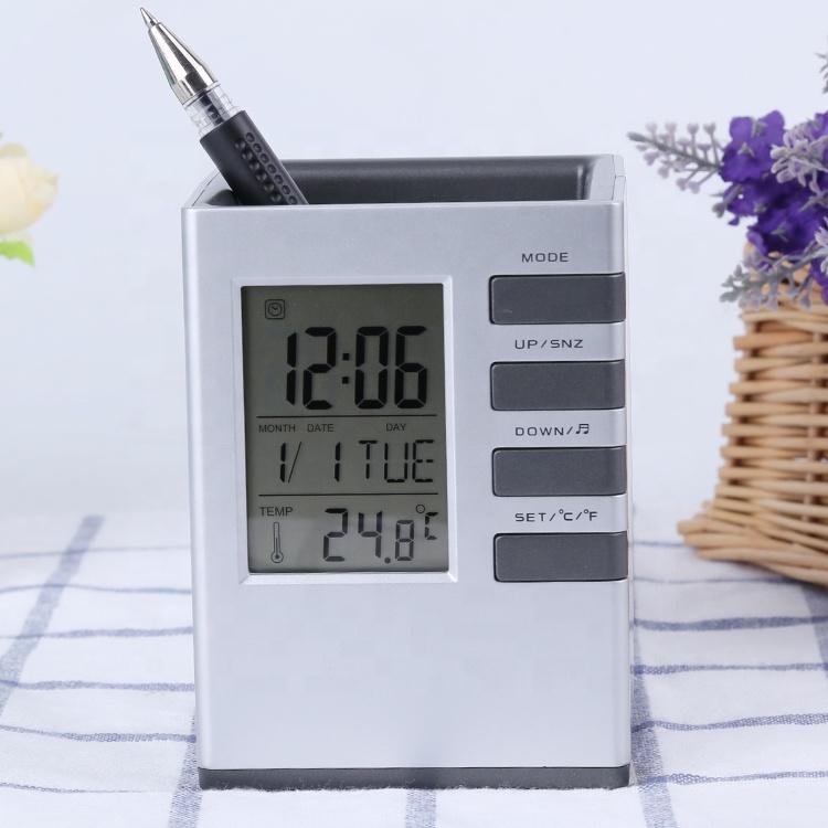 Desktop Multi-functional Promotional Desk Digital Pen Holder With Calendar Clock and Digital Timer 2068