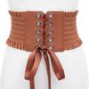 Women Fashion Stretch Belt Tassels Elastic Buckle Wide Dress Corset Waistband