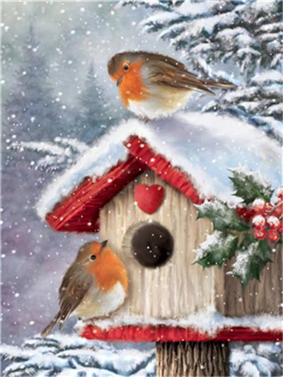 5D DIY Алмазная картина Рождественский подарок Птица Снег Дерево Вышивка крестом Полная дрель Квадратная вышивка Мозаика Зимняя картина Домашний декор