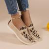 Women's Leopard Splicing Sneakers Flat Casual Shoes Brand Slip On Loafers Vulcanized Shoes Walking Single Shoes Chaussure Femme