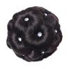 9 Flowers Faux Crystal Synthetic Bun Elastic Bridal Hair Extension Donut Chignon