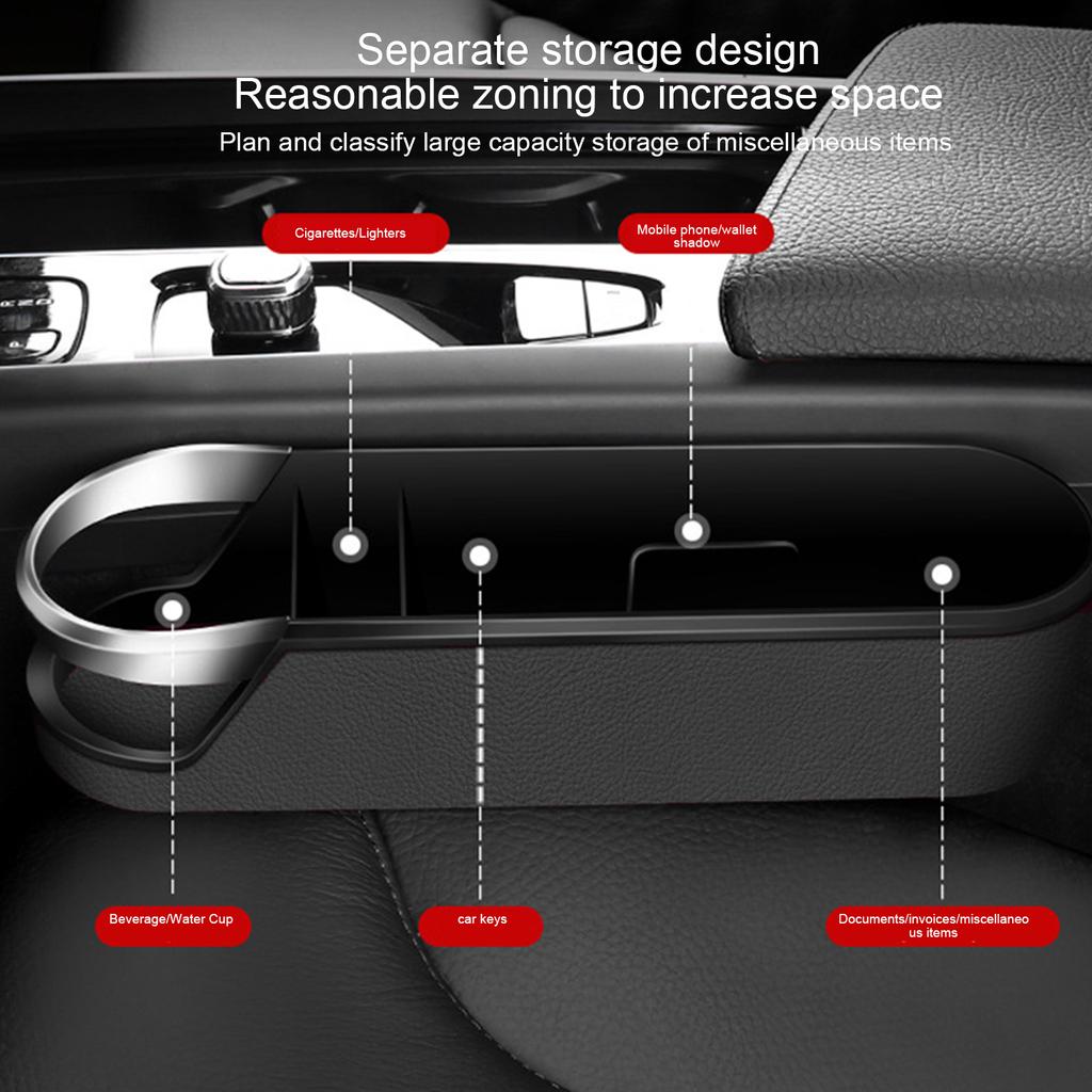 Leather Car Seat Organizer Multifunctional Auto Seat Gap Storage Box ABS Seat Seam Pockets Trunk Organizers Cup Holder