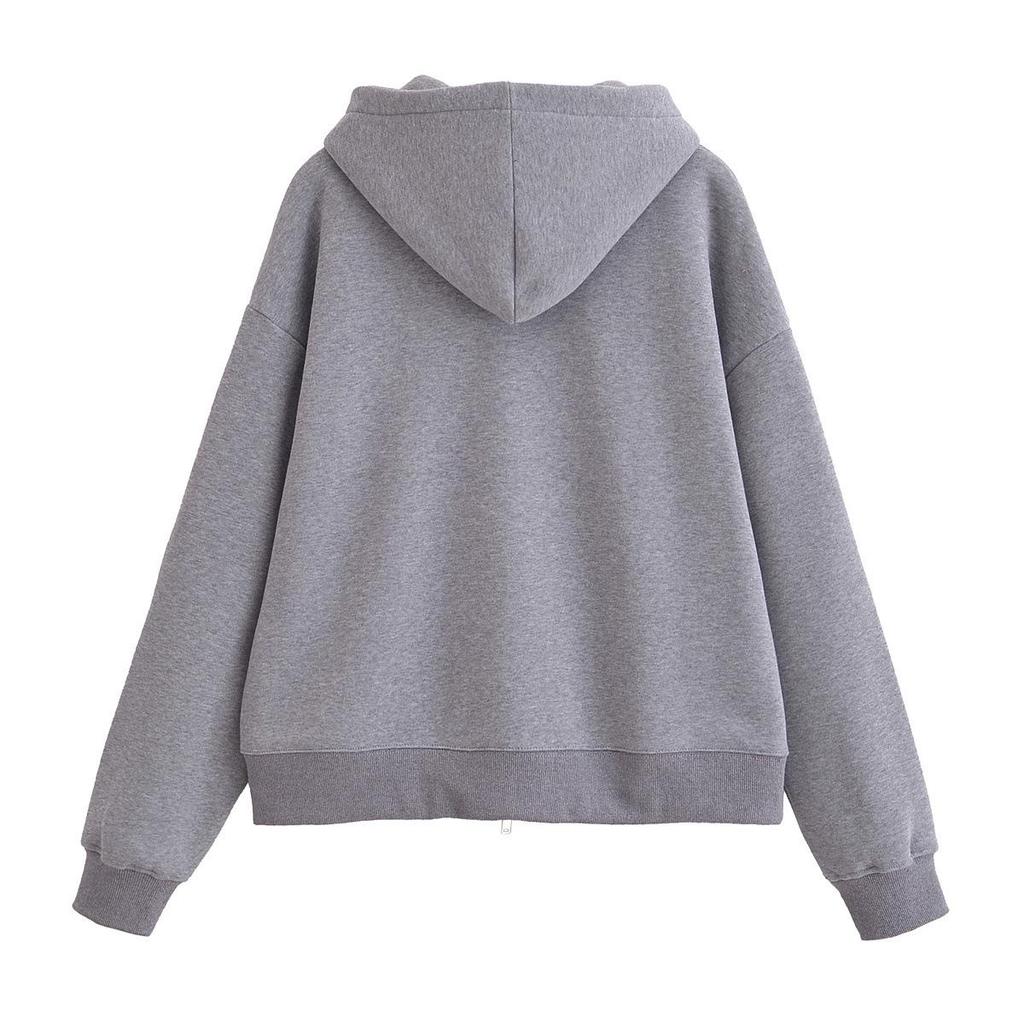 Весна 2025 Женский повседневный комплект куртка-свитшот на молнии и фланелевые брюки прямого кроя