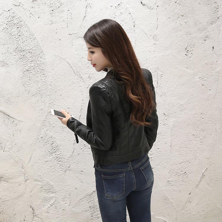 Женская повседневная кожаная куртка