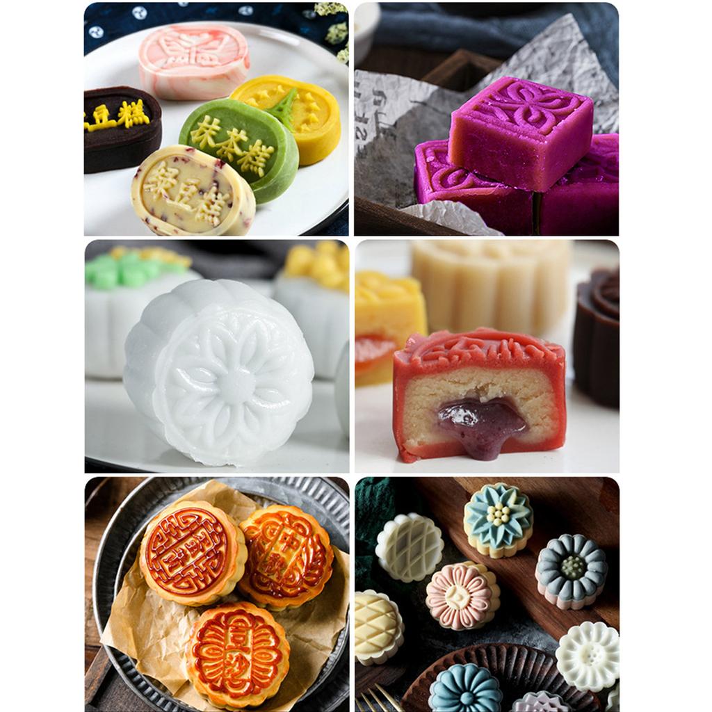 Форма для торта в виде фасоли мунг с 1 цветком-печатью, набор форм для торта «Луна», середина осени, ручное прессование, печенье, десерт, инструмент для выпечки кондитерских изделий своими руками