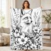 Fox Floral Foliage Portrait Coral Fleece Blanket Woodland Decor
