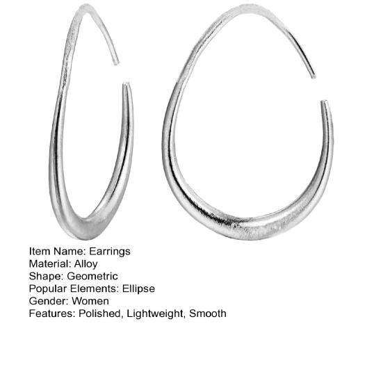 1 пара женских сережек Huggie, преувеличенные полированные геометрические овальные украшения для ушей, ювелирные изделия, серьги для выпускного вечера, длинные серьги-кольца для поездок на работу