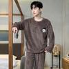 French Casual Outside Pajamas Set for Men Cotton Fleece Soft Warm Print Design Homewear Autumn Winter New Pajamas for Men