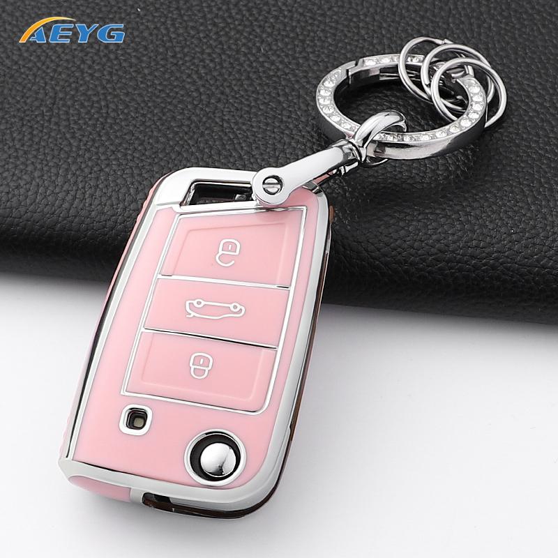 rldf3 For VW Volkswagen Golf 7 MK7 Tiguan MK2 For SEAT Ateca Leon FR 2 Ibiza For Skoda Octavia Car Key Case Cover Interior Accessories