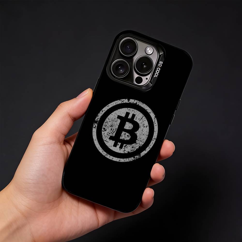 Bitcoin Phone Case For iPhone17, 16,15,14,13,12 Pro Max Black Candy Matte Shockproof Cover