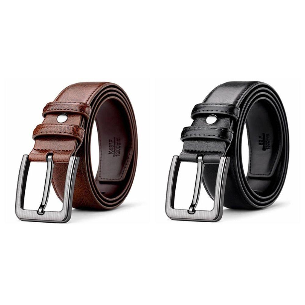 Ретро Мужской ПУ Ремень Универсальный Ремень с Пряжкой-Штифтом Роскошный Кожаный Ремень из Цинкового Сплава Цинк Мужской