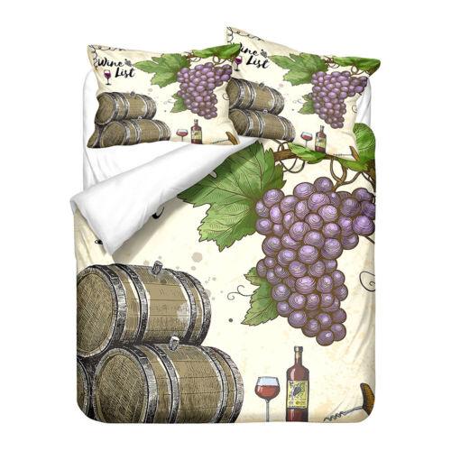 Grapes Wine Blueberry Rose Flower Bedding Duvet Doona Quilt Cover Holiday Gift