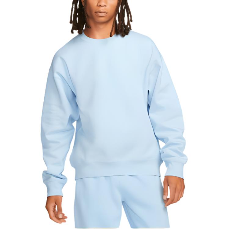 Nike Флисовая кофта Solo Swoosh Crewneck Celestine Blue/White для мужчин в уличном стиле CV0554-441