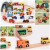 Wooden Rail Work Car Set Toy Hape Brio Thomas Wooden Rail Car Bulldozer Lift Compatible (Working Car)