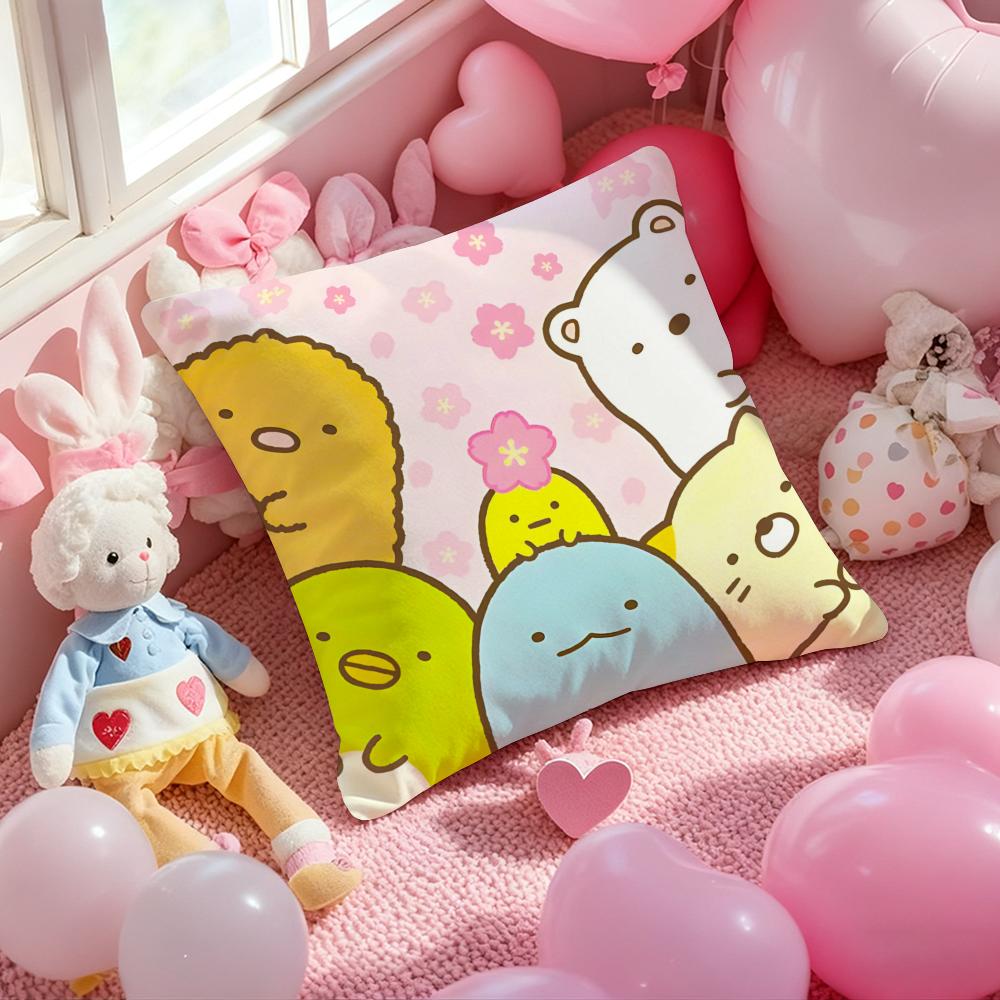 S-Sumikko Gurashi Изысканная Наволочка Мягкая Плюшевая Ткань Двусторонняя Печатная Наволочка для Подушки Теплая Зимняя Подушка для Дивана