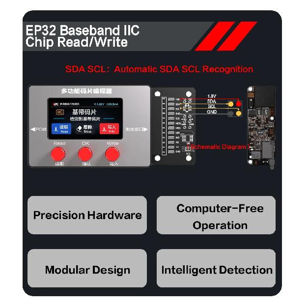 I2C EPR32 Зарядная Базовая Полоса Чипа Программатор Чтение и Запись Данных Чипа для iPhone 5-17 PM iPad Macbook Android Инструменты Анализа Загрузки
