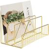 Magazine Holder - Book Shelf Small Book Shelf for Table Metal Letter Organiser with 3 Compartments, Desk Table Decor, Letter Document Sorter (Gold)