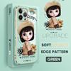 For iPhone 16 15 Max Samsung S24 S23 Plus A15 A35 A53 A73 Xiaomi 11T 12T 13T Redmi 13C Cute Girl Pattern Soft Plated TPU Shockproof Phone Case