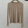 Spring Autumn Round Neck Solid Color Bottomed Tee Women Long Sleeve Simple All-match Elastic Pullover Tee Top