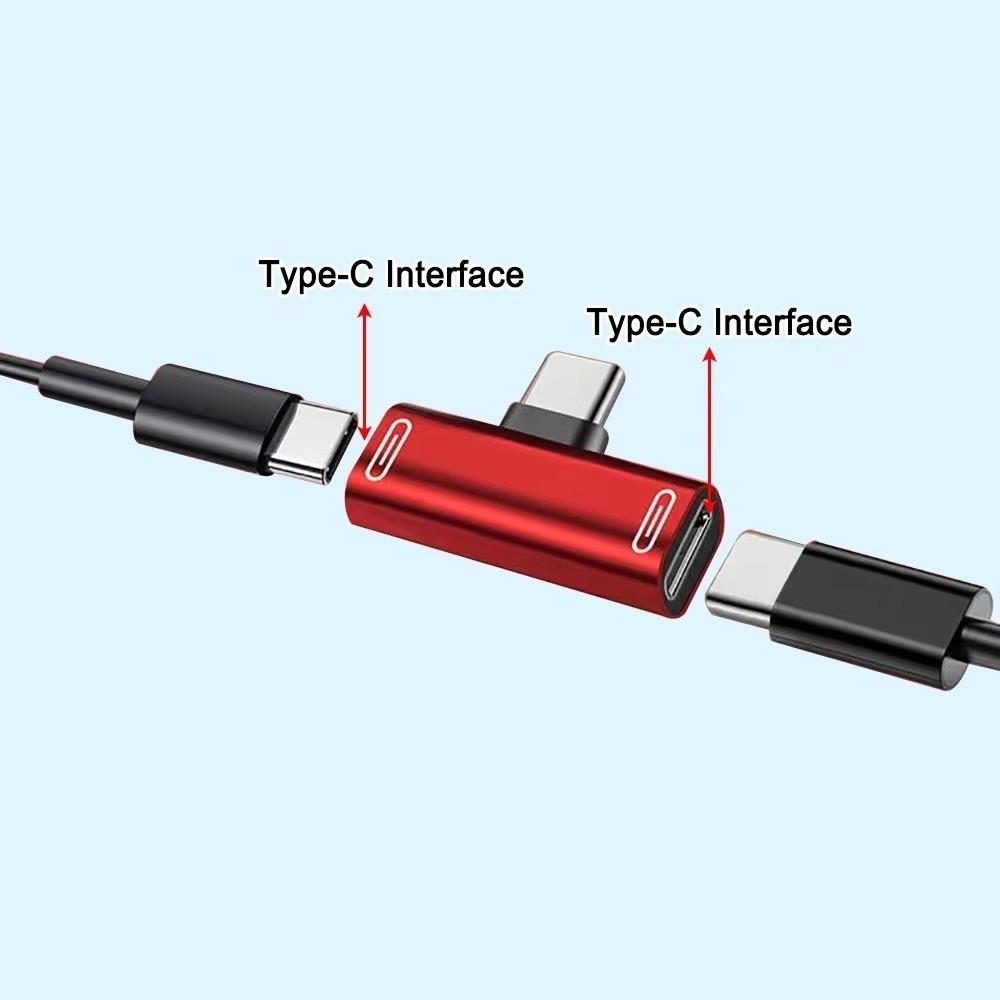 2Pcs 2-in-1 USB-C Splitter Data Transfer Adapter Phone Accessories