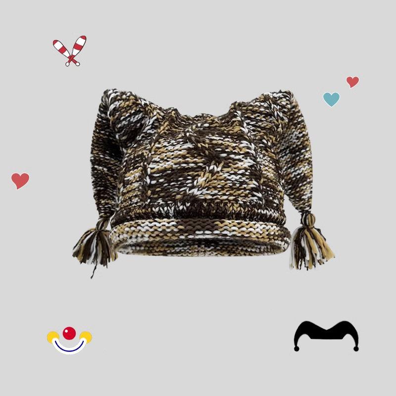 Niche designer personalized clown knitted wool hat for children to keep warm in autumn and winter Versatile big head circumference shows small tide