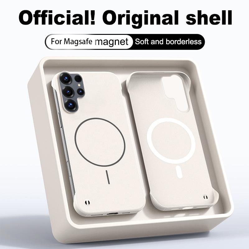 For Magsafe Frameless Magnetic Case For Samsung S26 S25 S24 S23 S22 S21 S20 FE Plus Note 20 Ultra Solid Color Hard PC Back Cover