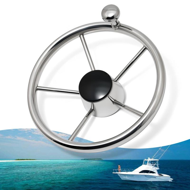 Stainless steel 5 Spoke Destroyer Steering Wheel or with Knob Mirror Polished Steering Wheel For Marine Yacht Boat Accessories