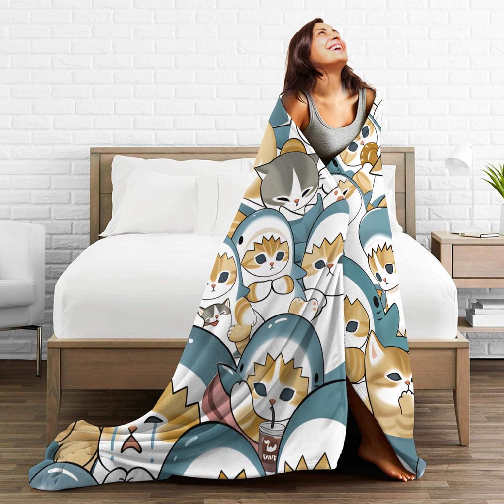 Mofusand Plush Blanket Students Flannel Bedding Throws For Bedroom Soft ized Quality Bedspread Gift Idea