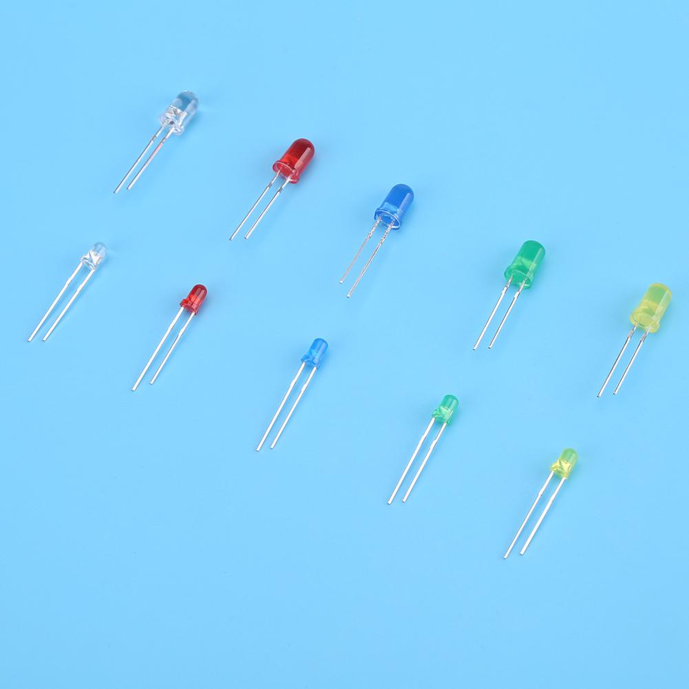 200Pcs 3mm 5mm Red Yellow White Green Blue Assortment Emitting LED Diodes Light Kit Set