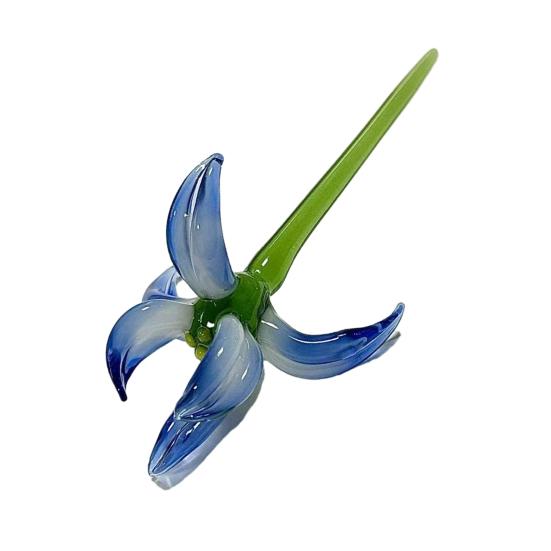 Стеклянное украшение в виде цветка орхидеи ручной работы, выдувной мини-цветочный орнамент на стебле, для дома, офиса, интерьера, разноцветный бутон