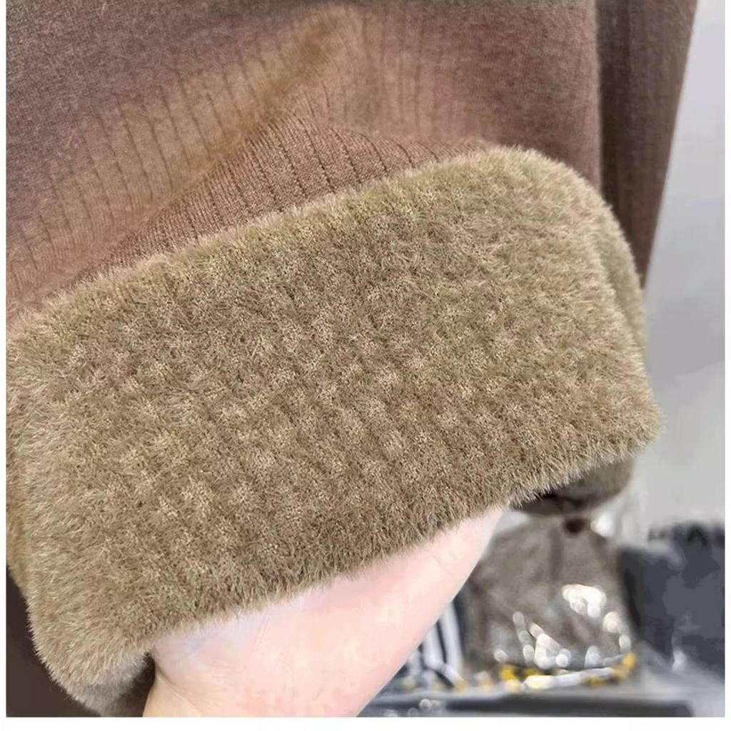 Женский осенне-зимний свитер плюс бархатная полуводолазка нижняя рубашка Единый утолщенный бархатный свитшот новый вязаный свитер верх