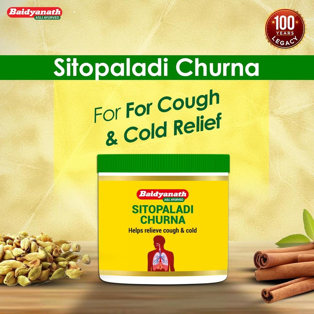 Baidyanath Sitopaladi Churna 50g X Pack Of 2 Ayurvedic Herbal Powder For Cough Cold Relief And Digestive Wellness Support