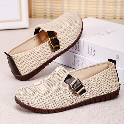Женские туфли летние новые однопедальные старые пекинские тканевые туфли сетчатые дышащие повседневные туфли мягкая подошва не устают ноги одиночные туфли