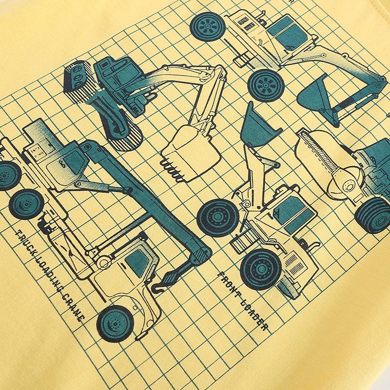 Children's fashion T-shirts, summer crew neck boys' short-sleeved base shirts, knitted cotton cartoon print children's T-shirts