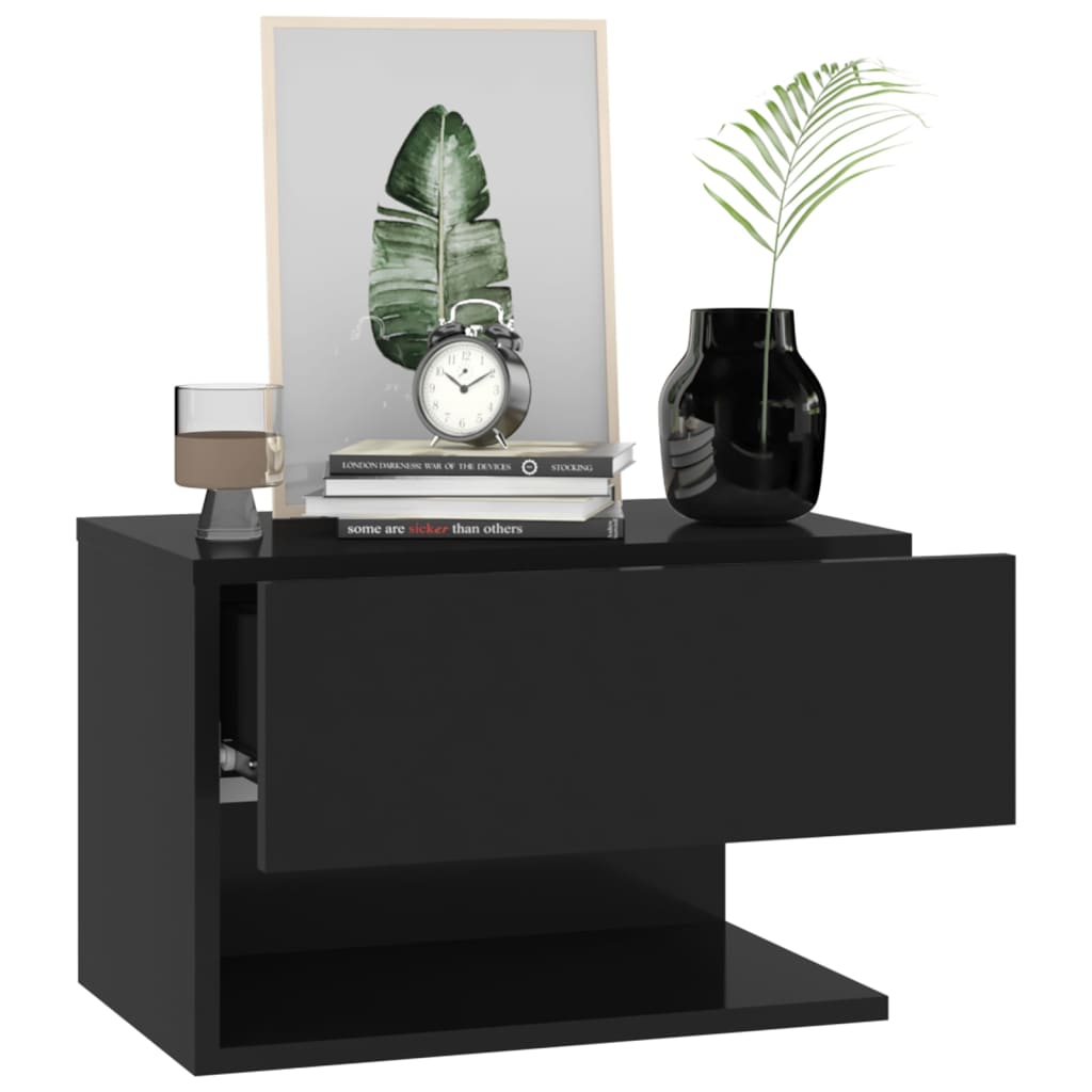 Wall Mounted Nightstand Black