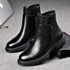 Men's Winter Leather Chelsea Boots with Soft Cowhide, Side Zipper, and Velvet Lining