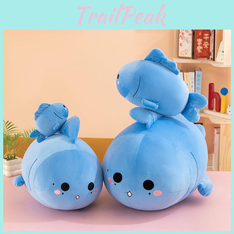Cute Blue Fish Plush Toy Soft Stuffed Animal Gift For Kids And Teens