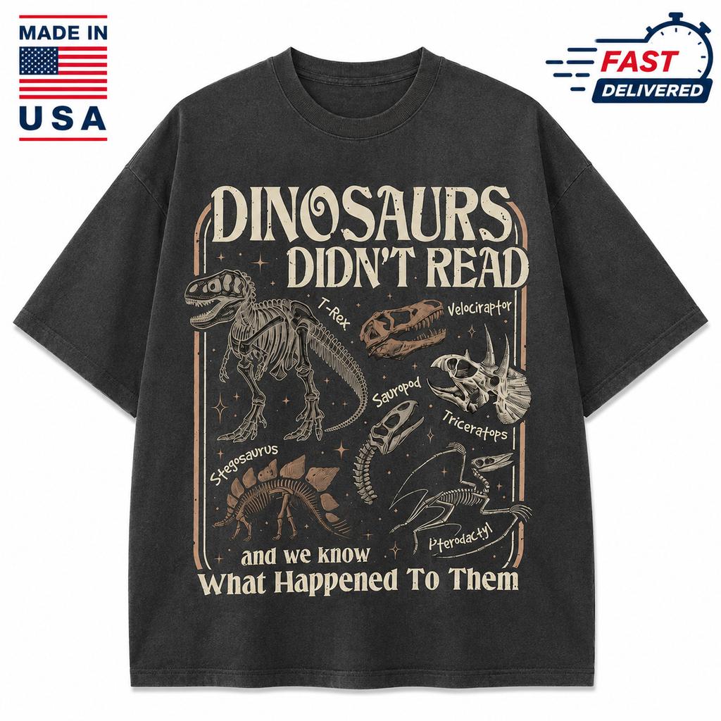 Funny Dinosaur Shirt, Book Lover Tee, Reading Teacher Librarian Gift