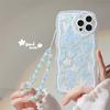 Cute Cartoon Flower Butterfly Soft Phone Case for iPhone 15 14 13 12 11 Pro Max 15 14 Plus XR SE 2022 3 2 X XS MAX 7 8 Flower Wrist Phone Chain Cover