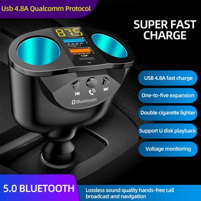 Автомобильное зарядное устройство Bluetooth FM-передатчики Прикуриватель Двойной USB QC 3.0 Разветвитель Быстрая зарядка 12 В Автоматические розетки для громкой связи