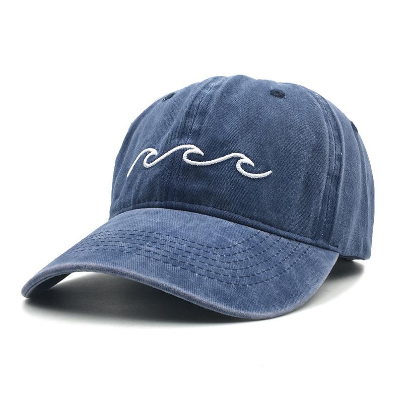 Popular baseball cap Washed wave embroidered baseball cap Summer new outdoor leisure sports