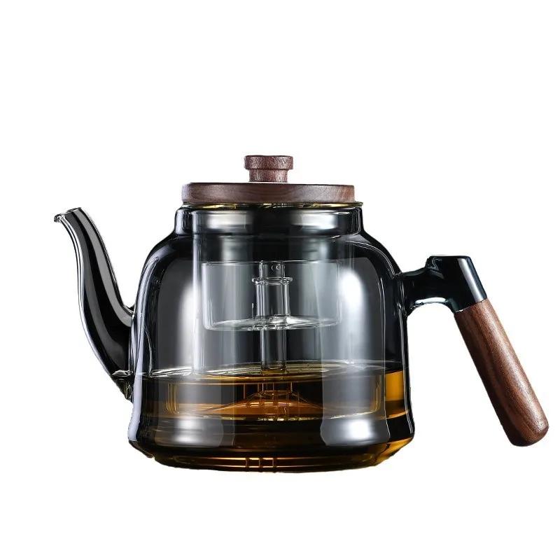 Заварочный чайник из грецкого ореха Заварочный чайник из грецкого ореха Новая бытовая заварочная машина Электрическая керамическая плита Заварочный чайник из боросиликатного стекла для здоровья