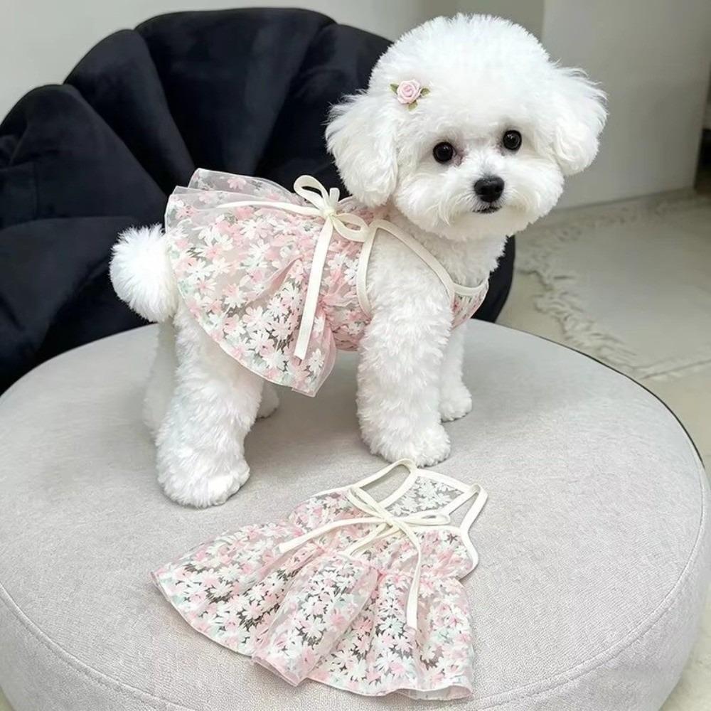 Floral Print Dog Dress Lightweight Dog Skirt New Pet Princess Dress Puppies