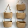 Бытовая настенная плетеная корзина для хранения, трехъярусная подвесная конструкция, настенная корзина для домашнего использования, экологичная