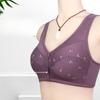 Elderly Underwear Soft Cotton Thin Cup Front Button Women's Printing Without Steel Ring Undershirt Type New Large Size Comfortable and Elegant Bra