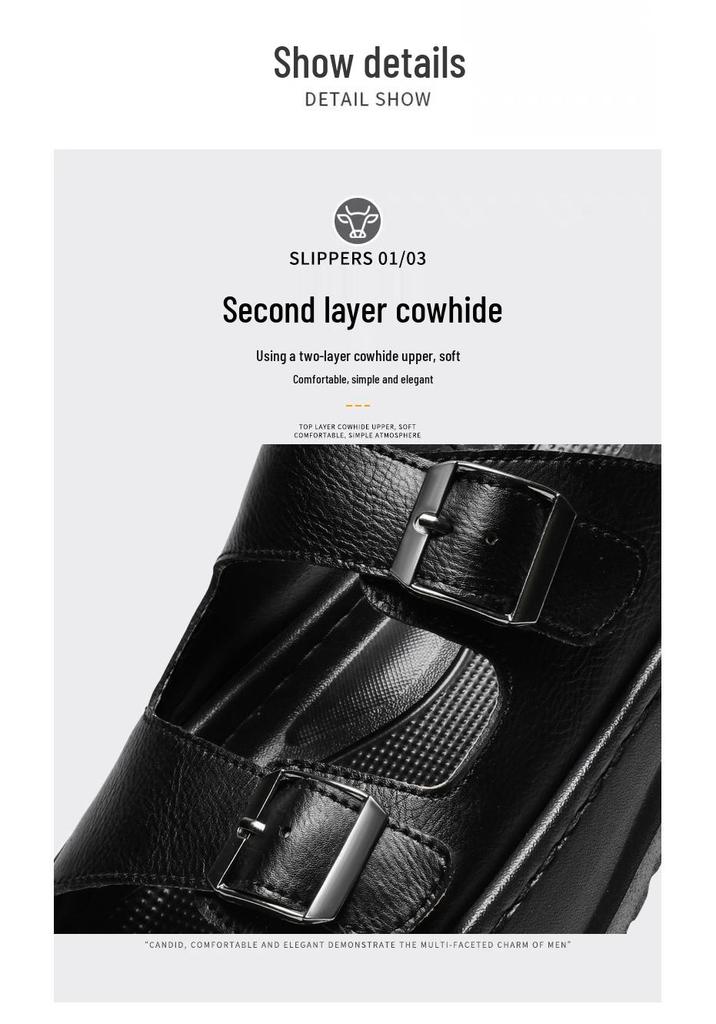 Мужские летние сандалии большого размера - Толстая подошва, нескользящие, для улицы, пляжа, шлепанцы