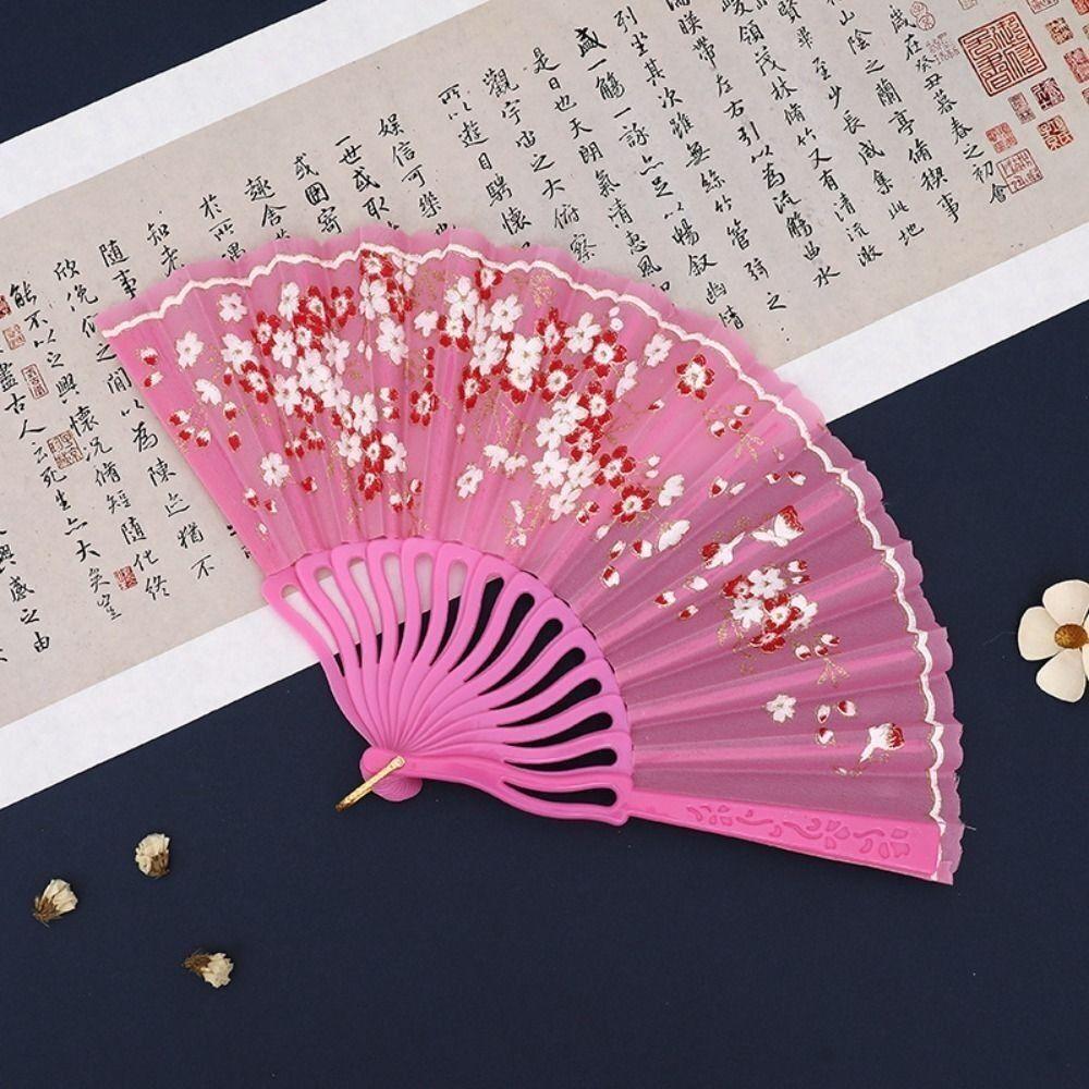 Веер из ткани «Цветок сливы», ручной веер в китайском стиле, элегантный танцевальный веер